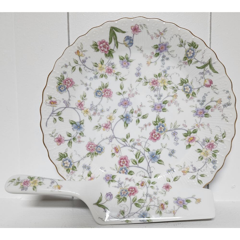 Andrea by Sadek Japan Cake Plate, Server Floral 22K Gold Trim Vintage Scalloped